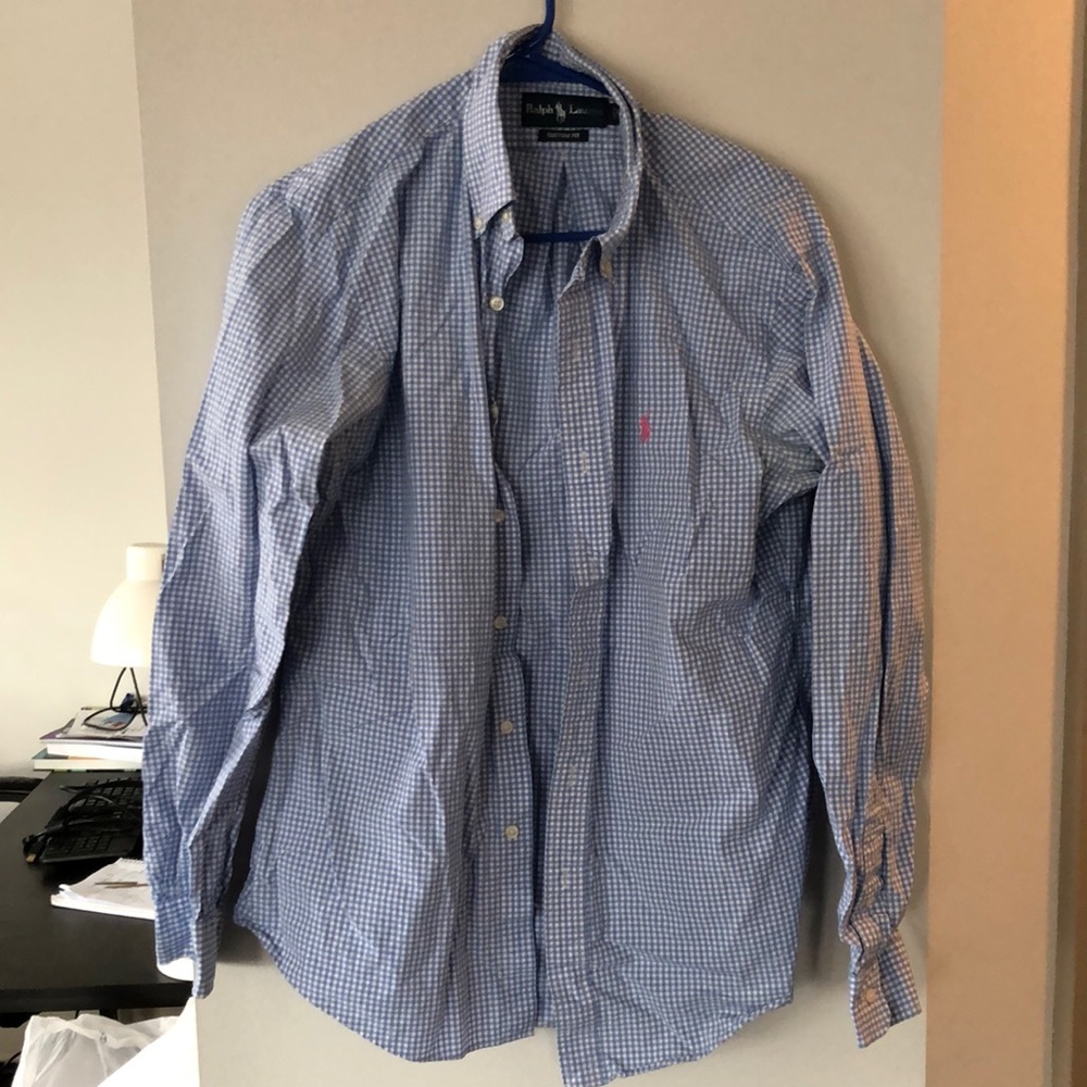 Blue Gingham Ralph Lauren Dress Shirt